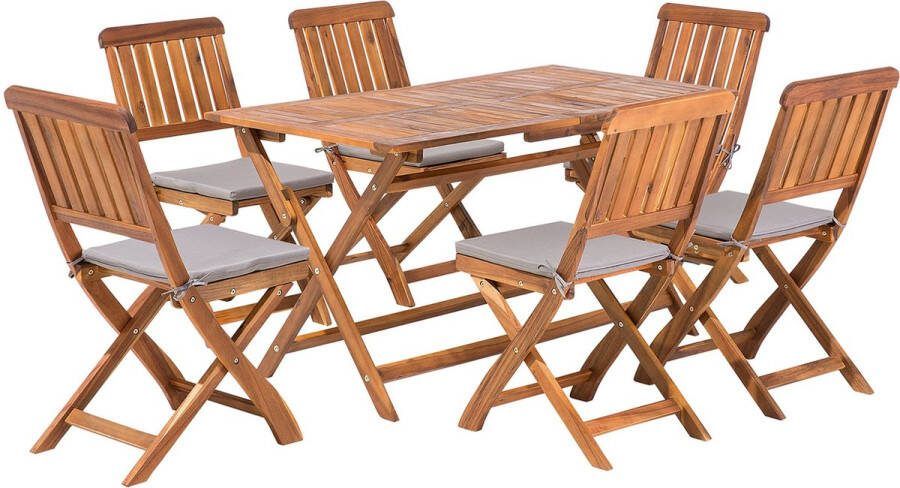 Beliani CENTO Tuinset voor 6 Donkere houtkleur Acaciahout