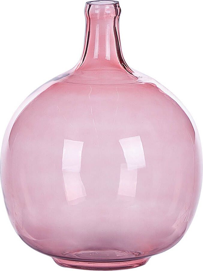 Beliani CHAPPATHI Bloemenvaas Roze Glas