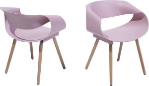 Beliani Charlotte Eetkamerstoel-roze-synthetisch Materiaal
