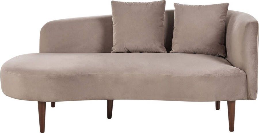 Beliani CHAUMONT Chaise longue Taupe Rechterzijde Fluweel