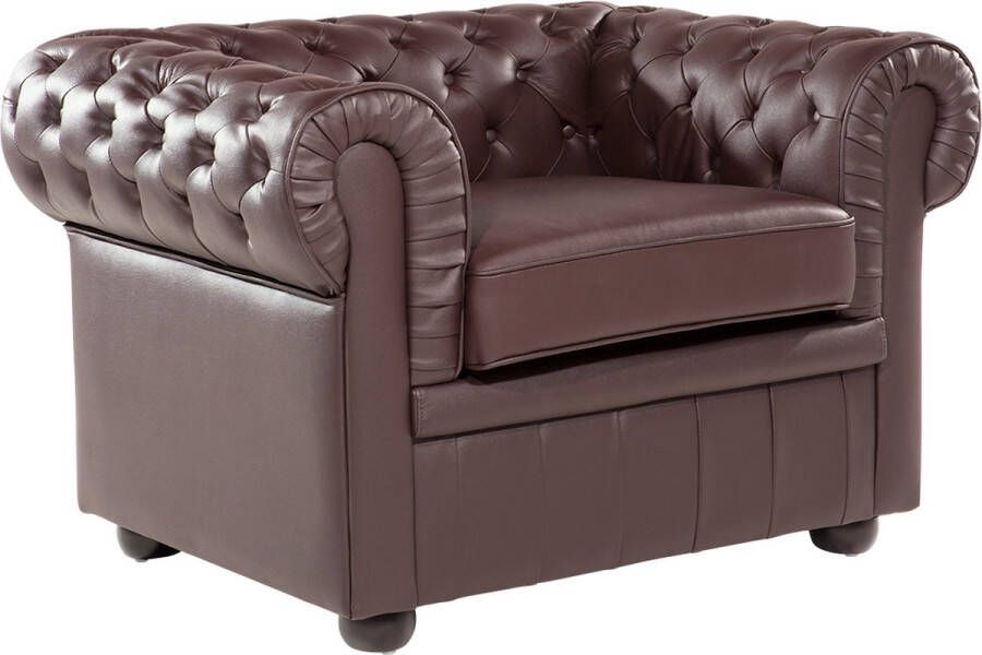 Beliani CHESTERFIELD Fauteuil-Bruin-Leer