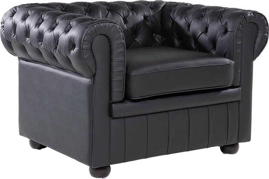 Beliani CHESTERFIELD Fauteuil-Zwart-Leer