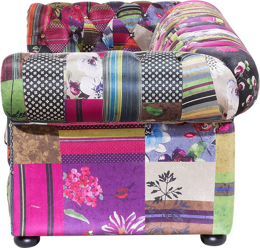 Beliani CHESTERFIELD Three Seater Sofa Multicolor Polyester