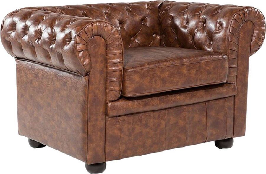 Beliani CHESTERFIELD Fauteuil-Bruin-Kunstleer