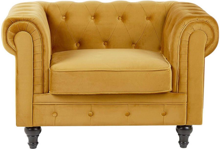 Beliani CHESTERFIELD Fauteuil-Geel-Fluweel