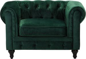 Beliani CHESTERFIELD fauteuil groen Fluweel
