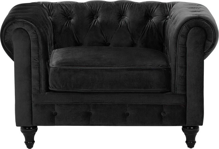 Beliani CHESTERFIELD Fauteuil-Zwart-Fluweel