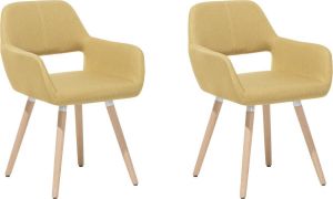 Beliani Chicago Eetkamerstoel set van 2 Stof geel 44x56x81