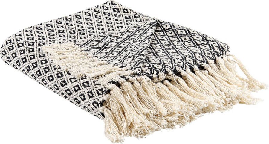 Beliani CHYAMA Plaid Zwart 125 x 150 cm Katoen
