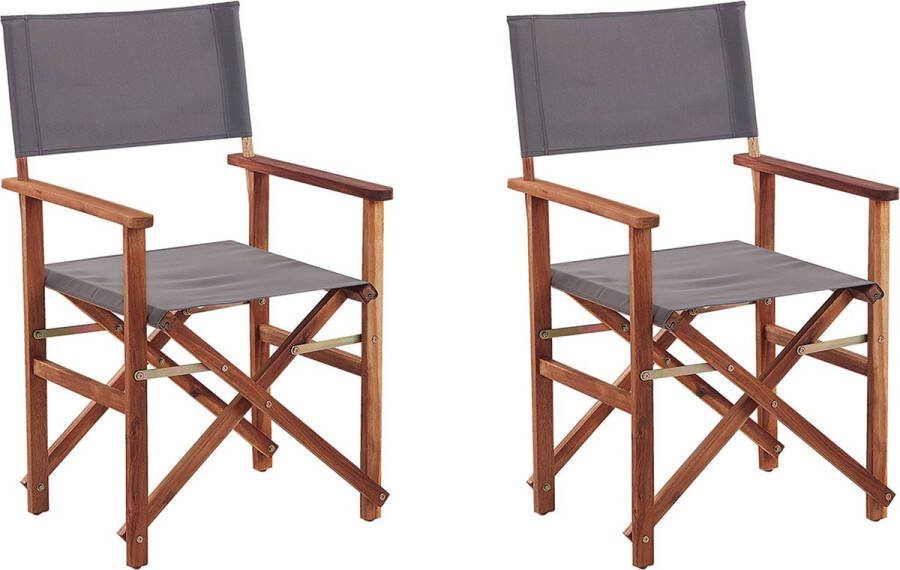Beliani CINE Tuinstoel set van 2 Grijs Polyester
