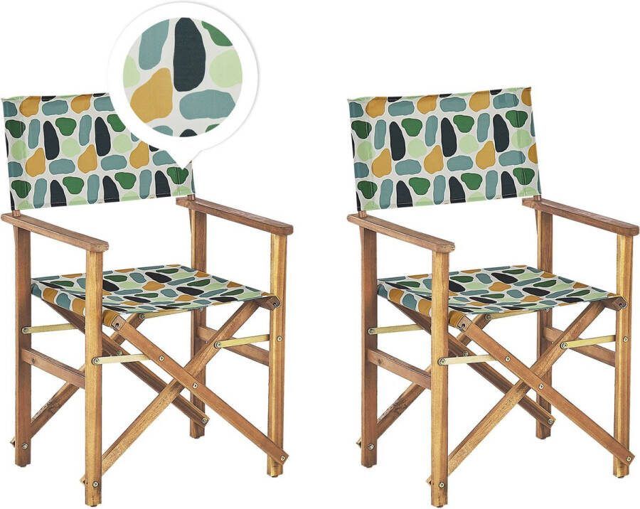 Beliani -CINE -Tuinstoel set van 2-Lichthout|Groen|Abstract-Polyester