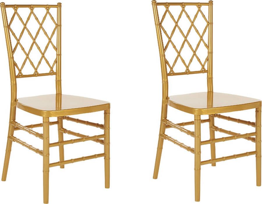 Beliani CLARION Set of 2 Chairs Goud Polycarbonaat