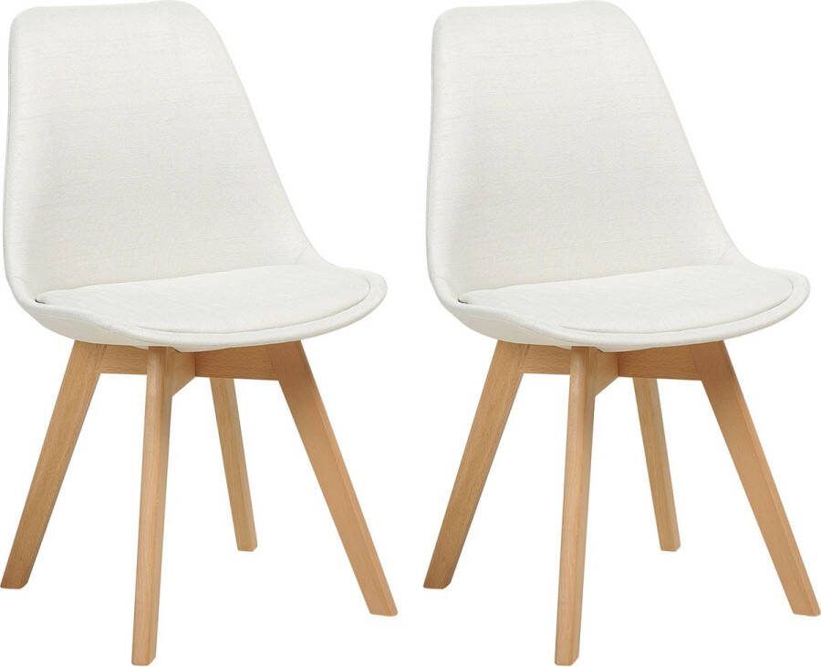 Beliani DAKOTA II Eetkamerstoel Gebroken wit Polyester