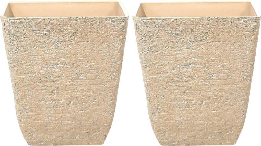 Beliani DELOS Bloempot set van 2 Beige 49 cm Stenenmix