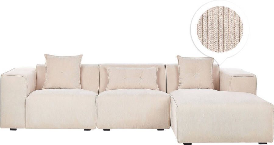 Beliani DOLVA Hoekbank Beige Linkerzijde 294 cm Corduroy