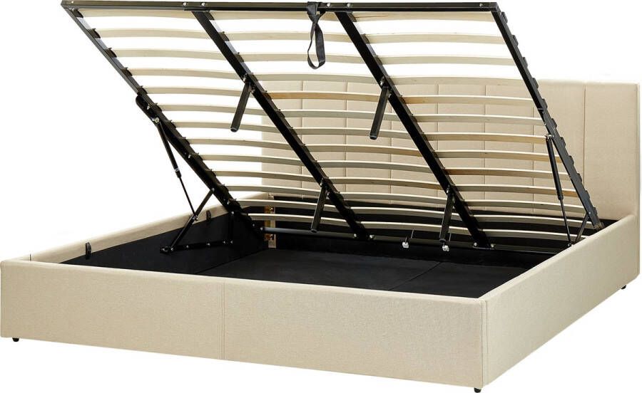 Beliani -DREUX-Bed met opbergruimte-Beige-180 x 200 cm-Polyester