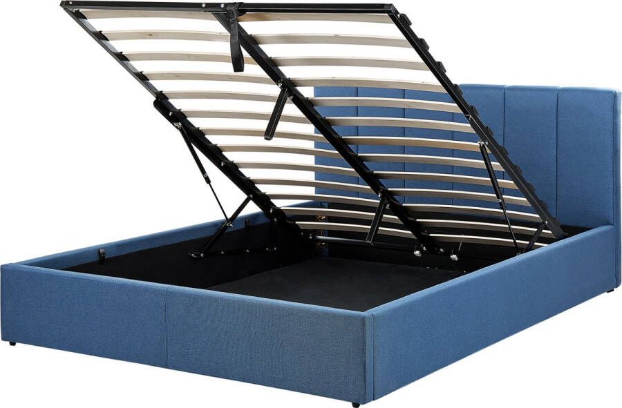 Beliani -DREUX-Bed met opbergruimte-Zwart-140 x 200 cm-Polyester