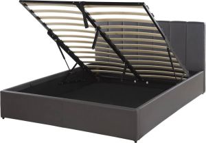 Beliani DREUX Bed met opbergruimte grijs kunstleer