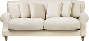 Beliani EIKE Driezitsbank Beige Fluweel