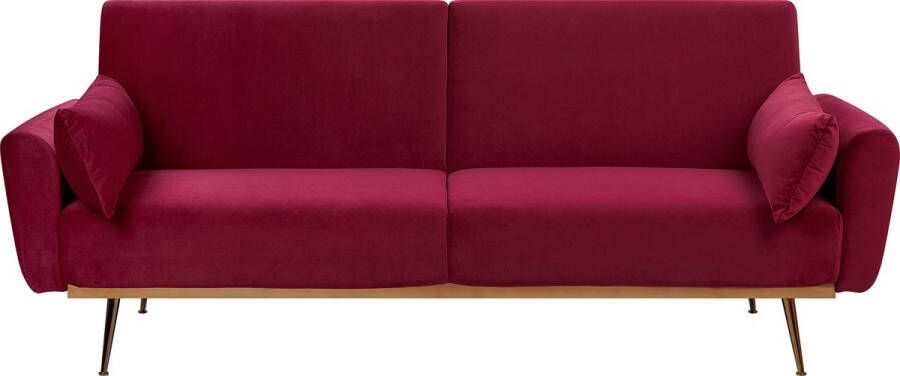 Beliani EINA Three Seater Sofa Rood Fluweel