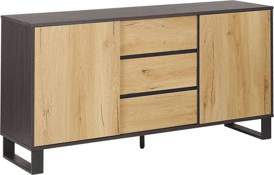 Beliani ELDA Sideboard Lichte houtkleur Donkerbruin MDF