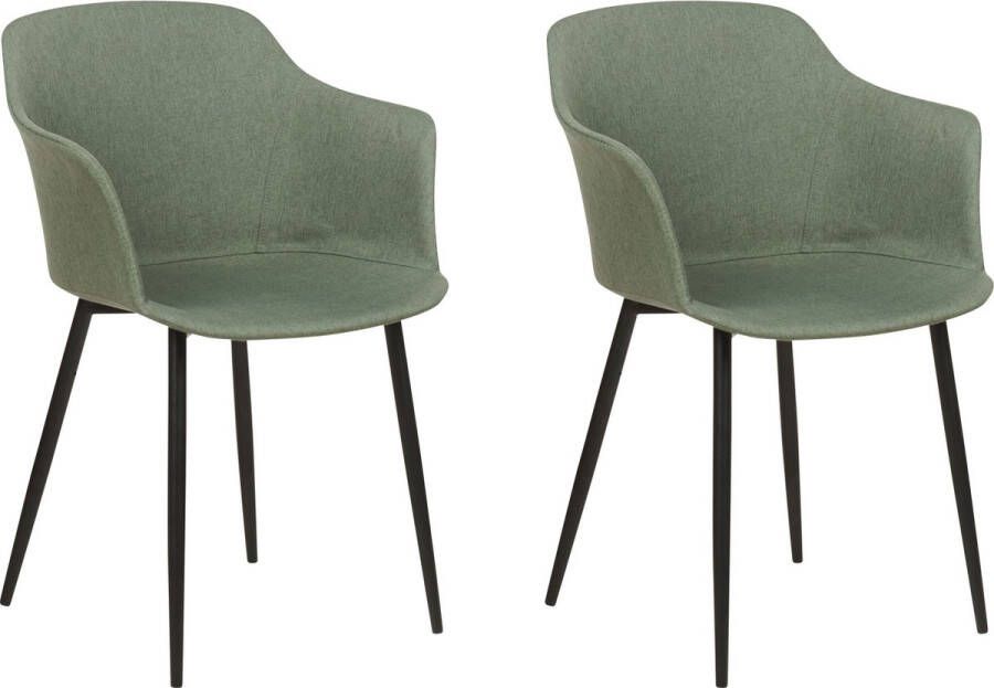 Beliani ELIM Eetkamerstoel set van 2 Donkergroen Polyester