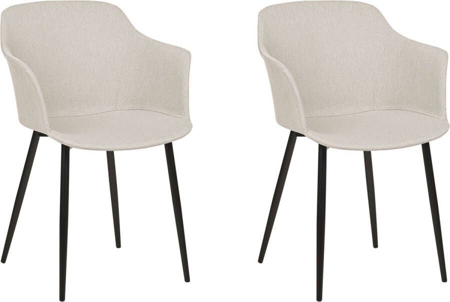 Beliani ELIM Eetkamerstoel set van 2 Lichtbeige Polyester