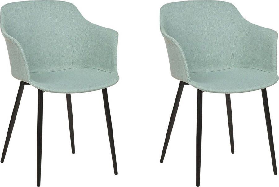 Beliani ELIM Eetkamerstoel set van 2 Mintgroen Polyester