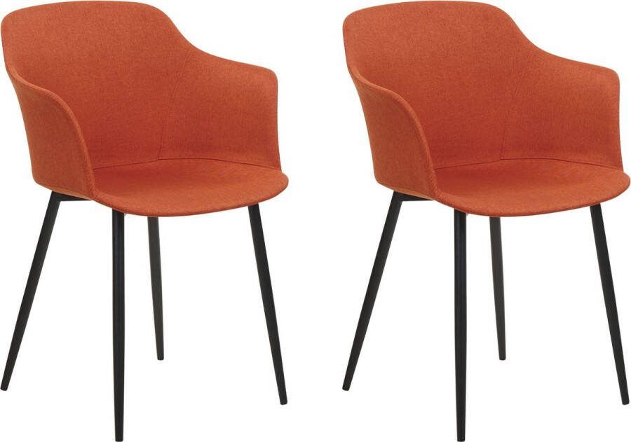 Beliani ELIM Eetkamerstoel set van 2 Oranje Polyester
