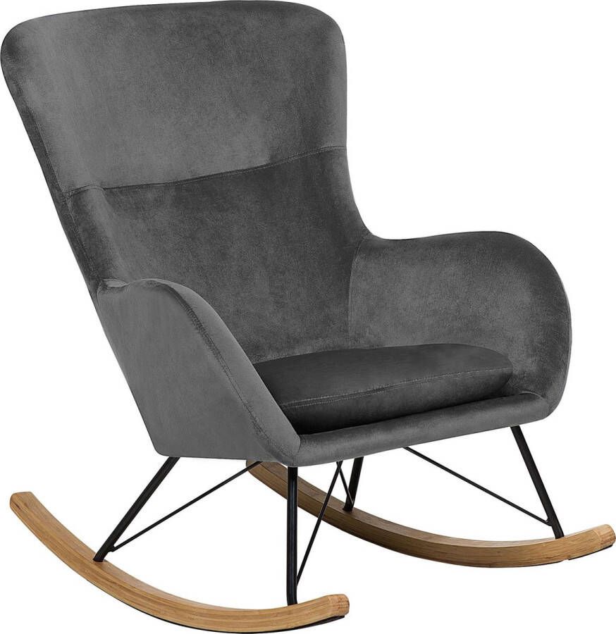 Beliani ELLAN Schommelfauteuil-Grijs-Fluweel