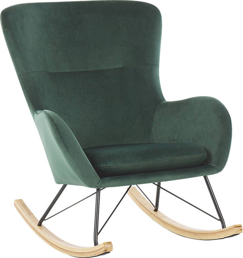 Beliani ELLAN Schommelfauteuil-Groen-Fluweel