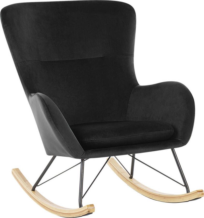 Beliani ELLAN Schommelfauteuil-Zwart-Fluweel