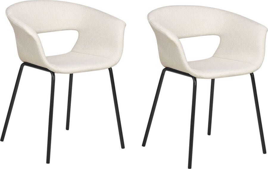 Beliani ELMA Eetkamerstoelen set van 2 Beige Polyester