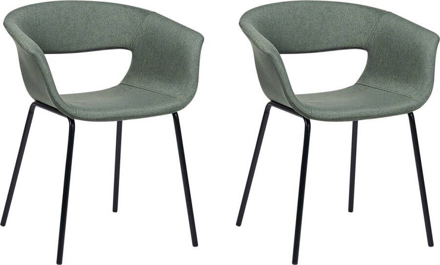 Beliani ELMA Eetkamerstoelen set van 2 Donkergroen Polyester