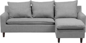 Beliani ELVENES Corner Sofa Grijs Polyester