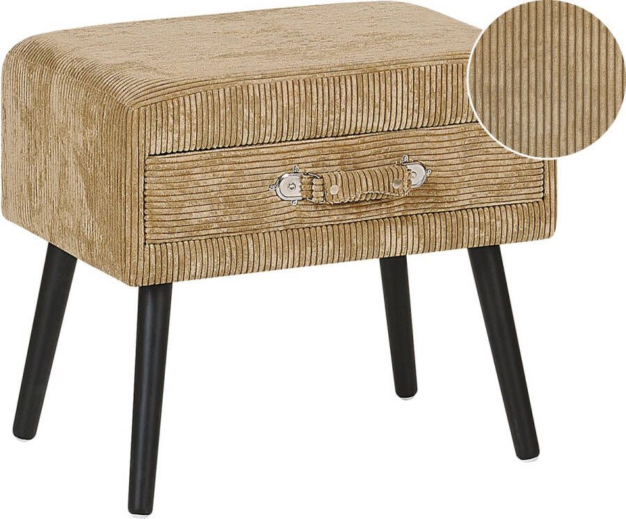 Beliani EUROSTAR Nachtkastje Beige Corduroy