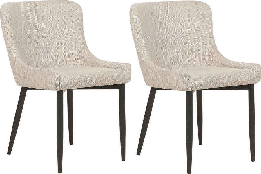 Beliani EVERLY Eetkamerstoel set van 2 Beige Polyester