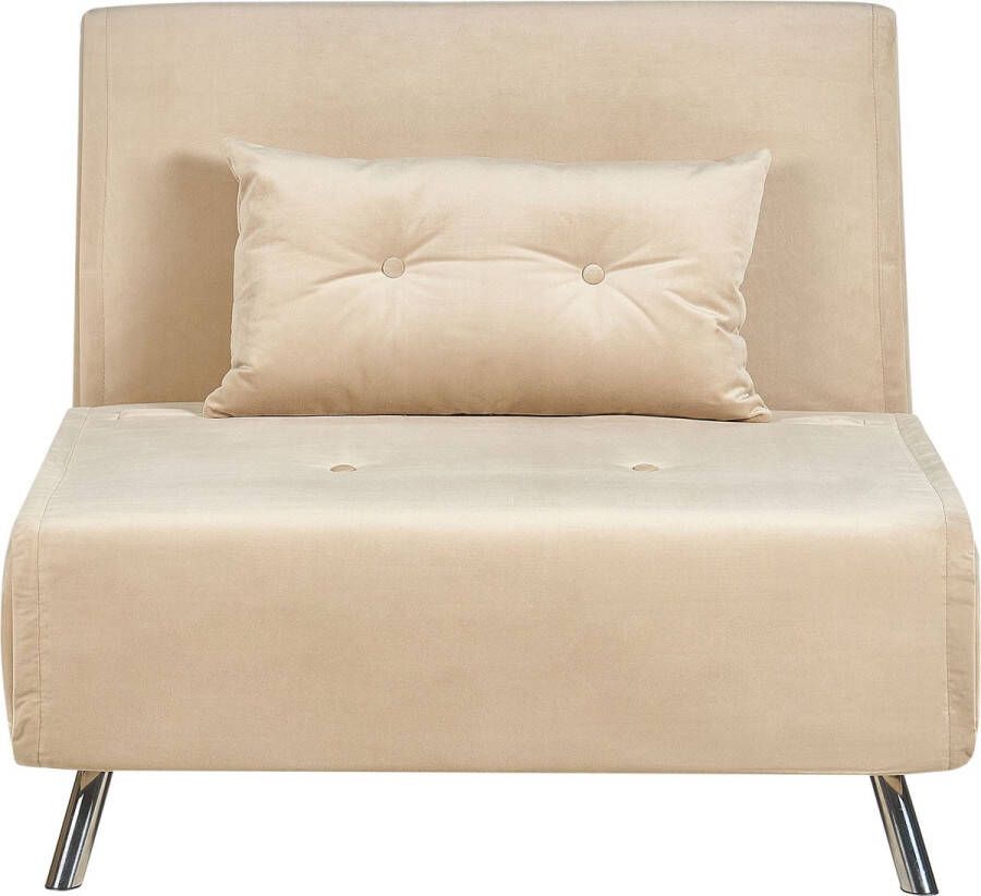 Beliani FARRIS Slaapbank 1-zits Zandbeige Fluweel
