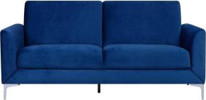 Beliani FENES Three Seater Sofa Blauw Fluweel
