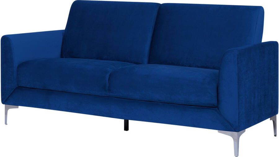 Beliani FENES Three Seater Sofa Blauw Fluweel
