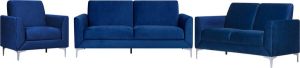 Beliani FENES Living Room Set Blauw Fluweel