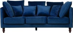 Beliani FENSTAD Three Seater Sofa Blauw Fluweel