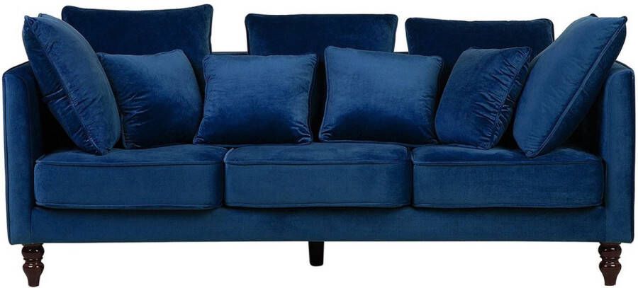 Beliani FENSTAD Three Seater Sofa Blauw Fluweel