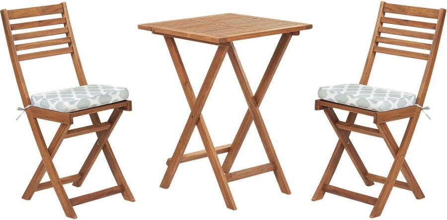 Beliani FIJI Bistroset voor 2 Lichte houtkleur Groen Acaciahout