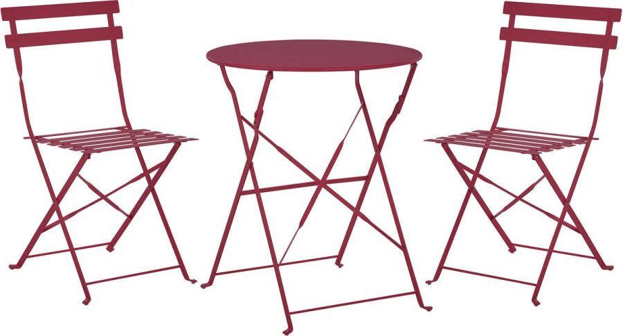 Beliani FIORI Bistroset voor 2 Bordeaux rood Staal