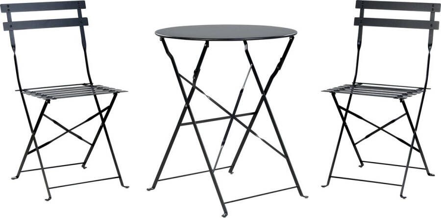 Beliani FIORI Bistroset voor 2 Zwart Staal