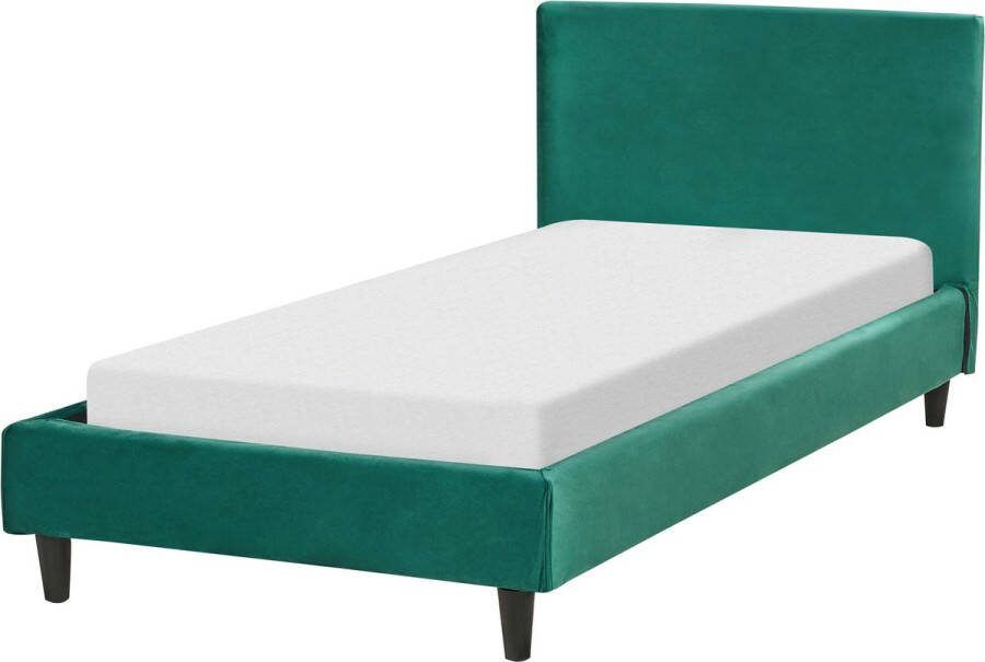 Beliani -FITOU -Eenpersoonsbed-Donkergroen-90 x 200 cm-Fluweel