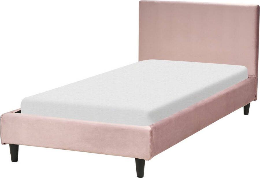 Beliani FITOU Eenpersoonsbed Lichtroze 90 x 200 cm Fluweel