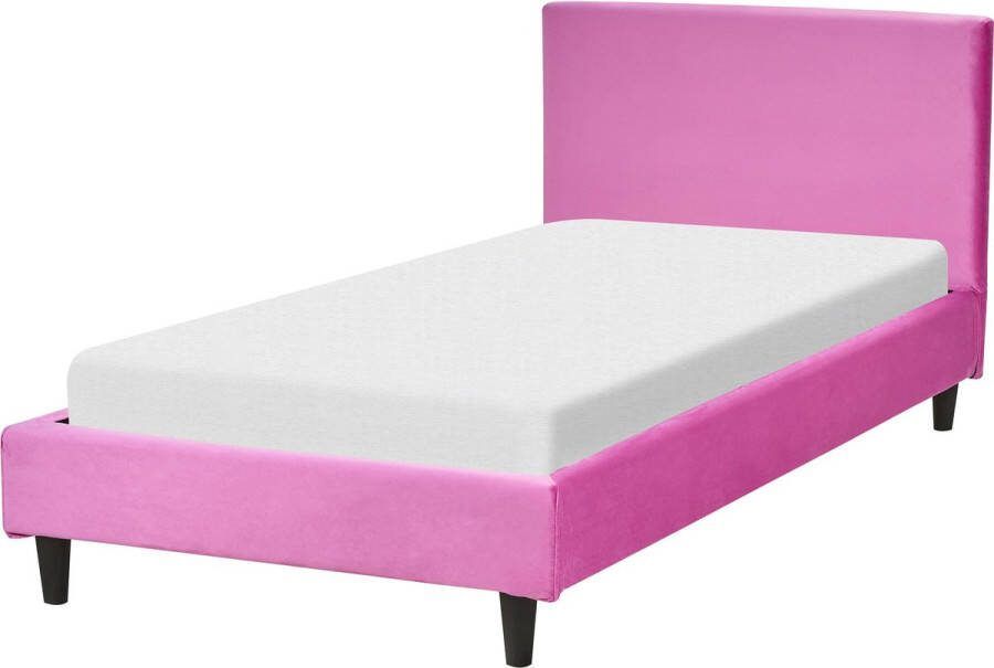 Beliani -FITOU -Eenpersoonsbed-Fuchsiapaars-90 x 200 cm-Fluweel
