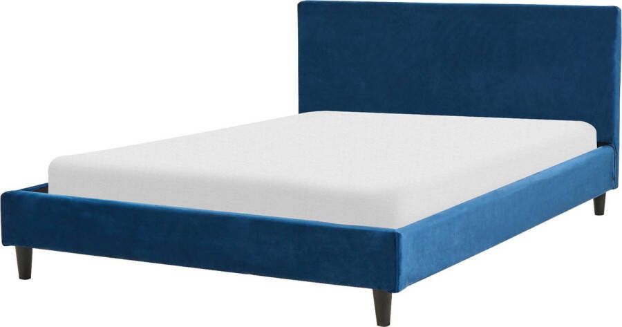Beliani FITOU Tweepersoonsbed Blauw 140 x 200 cm Fluweel